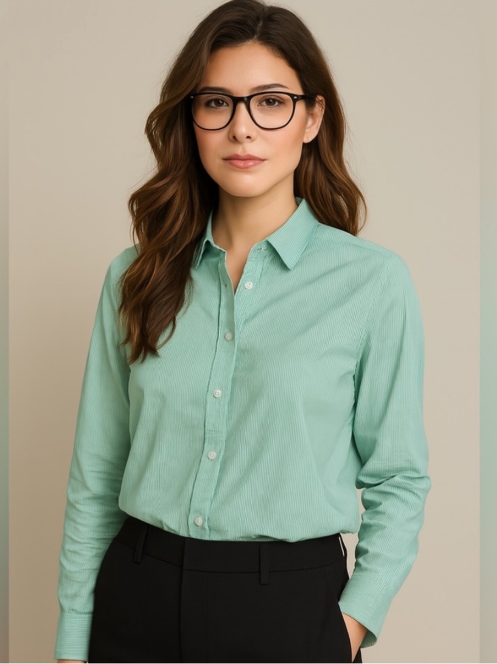 Everlane NWT Long Sleeve Button Down Oversized 100% Cotton Size 2 Stripe Mint